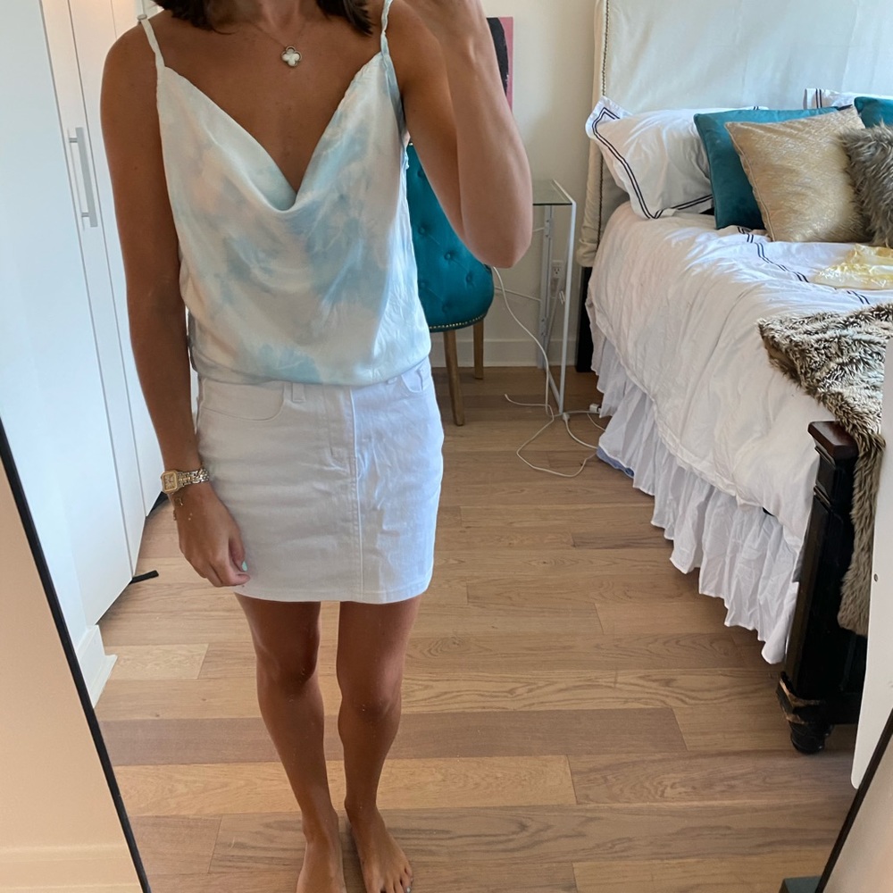 Blue silk tie dye top